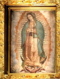 Tilma original de la virgen de Guadalupe en la Basilica